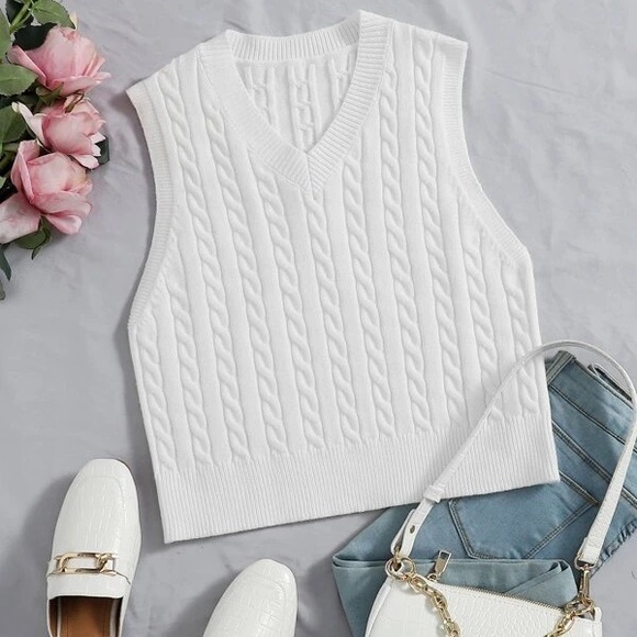SHEIN Sweaters - •shein white sweater vest•